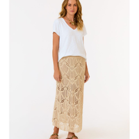 Saia Tricot Midi Ponto Rendado