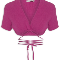 Blusa Cropped Tricot Amarração - Rosa