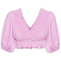 Blusa Cropped Com Lastex - Lilás
