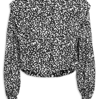 Blusa Feminina Gola Alta Estampada - Preto