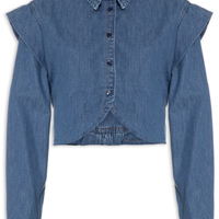 Camisa Feminina Cropped - Azul