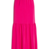 Saia Longa Cós Franzido Tencel - Rosa