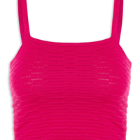 Blusa Feminina Cropped Tricot Sem Manga - Rosa