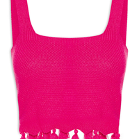 BLUSA CROPPED TRICOT COM TASSEL FEMININA - ROSA