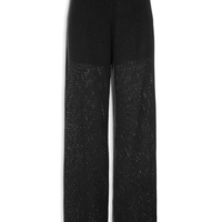 Calça Feminina Tricot Wide Leg Cintura Alta - Preto
