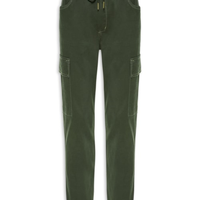 Calça Masculina Cargo Sarja Com Costura Contrastante - Verde