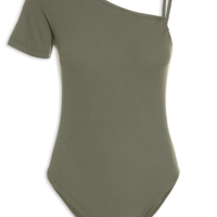 Body Assimétrico Detalhe Rolote - Verde