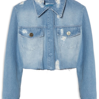 Jaqueta Feminina Jeans Cropped - Azul