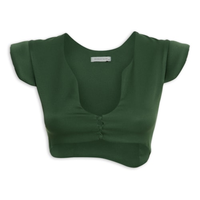 Blusa Cropped Feminina Assimétrica - Verde