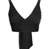 Top Cropped Decote Transpassado - Preto