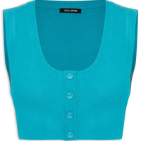 Top Tricot Botões - Azul