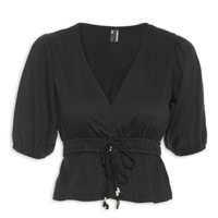 Blusa Feminina Cropped V - Preto