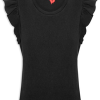 Blusa Feminina Heart Babados - Preto