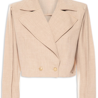 Blazer Feminino Com Ombreira - Bege