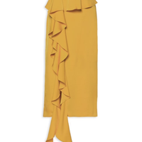 Saia Lápis Babado - Amarelo