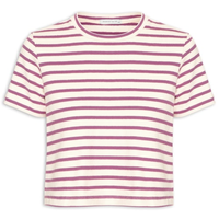 Camiseta Cropped Listrada Femnina - Lilás
