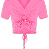 Blusa Malha Frente Roletê - Rosa