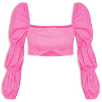 Blusa Feminina Cropped Manga Bufante - Rosa
