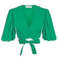Blusa Feminina Cropped Com Amarração - Verde