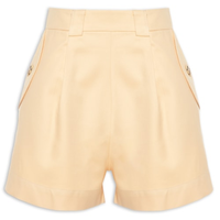 Short Feminino Curto Bolsos Com Lapela - Amarelo