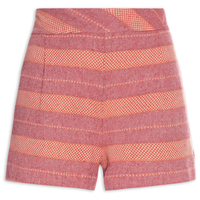 Short Feminino Maquinetado Listras - Vermelho