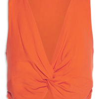 Regata Cropped Decote V Nó - Laranja