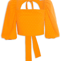 Blusa Cropped Dot - Laranja