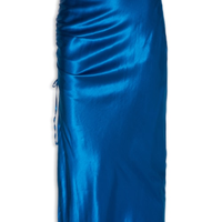 Saia Midi Reta Com Franzidos - Azul