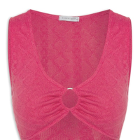 Top Cropped Malha Tricot Aviamento Metal - Rosa