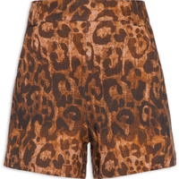 Short Feminino Moletom Est Onça Marrom - Animal Print