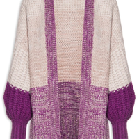 Cardigan Feminino Oversized Tricot Pesado - Roxo