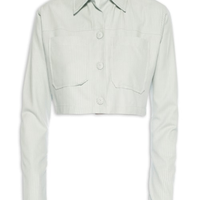 Jaqueta Feminina Cropped Manga Longa - Cinza