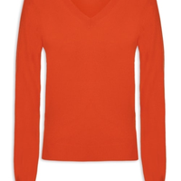 Suéter Feminino Puro Cashmere Gola V - Vermelho