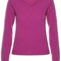 Suéter Feminino Puro Cashmere Gola V - Rosa
