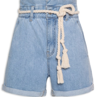 Short Jeans Reto Com Cordão - Azul