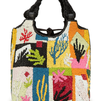 Bolsa Feminina Beaded Cote Bag Coral Patchwork - Preto