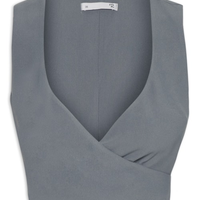 Blusa Feminina Transpasse Em Crepe - Cinza