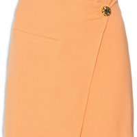 Mini Saia Transpasse Em Crepe - Laranja