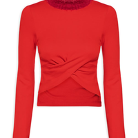 Blusa Feminina Com Gola Alta - Vermelho