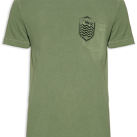 Camiseta Masculina Manga Curta Gola Careca Brasão - Verde