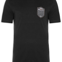 Camiseta Masculina Manga Curta Gola Careca Soft Used Brasão Gaze - Preto