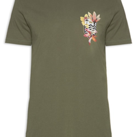 Camiseta Masculina Soft Used Brasao Flores - Verde