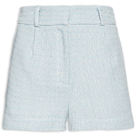Short Feminino Plano Curto Tweed Liso - Azul