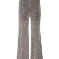 Calça Feminina Tricot Flare Lurex Canelado - Prata