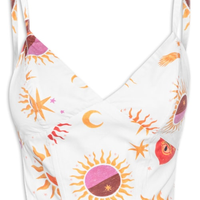 Top Corselet Estampa Cometa - Branco