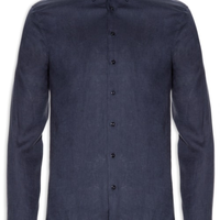 Camisa Masculina Linho Básica - Azul