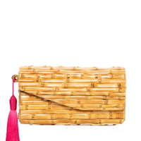 Bolsa Feminina Gaia Bambu Pingente Seda - Bege