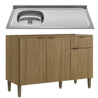 Cozinha Modulada Completa 3 Peças THB Mag, Naturale e Off White 160 cm