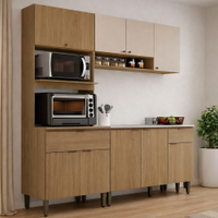 Cozinha Modulada Completa 3 Peças THB Mag, Naturale com Off White 190 cm