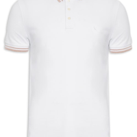 Polo Masculina Manga Curta Friso Rajado - Branco
